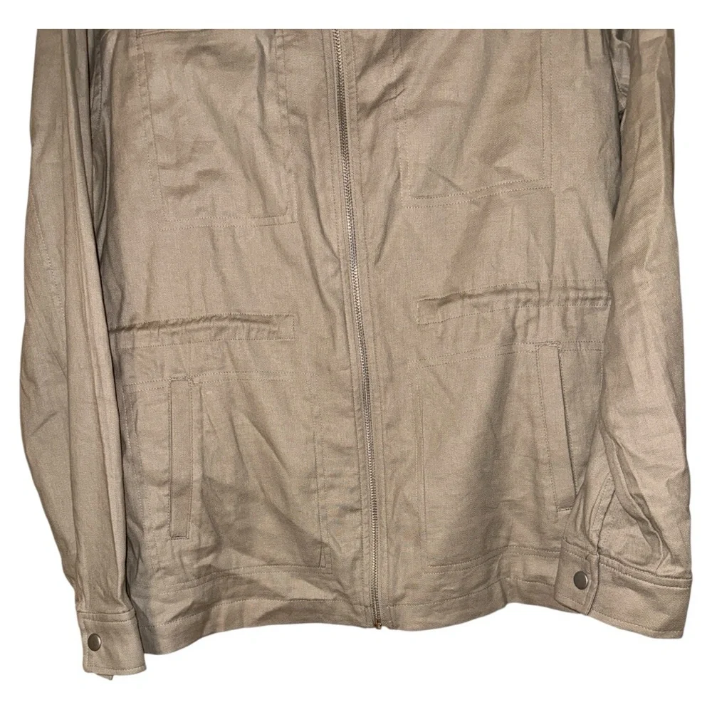 32 Degrees Cool Womens‎ Tan Linen Utility Jacket Medium Cinch Waist Lightweight